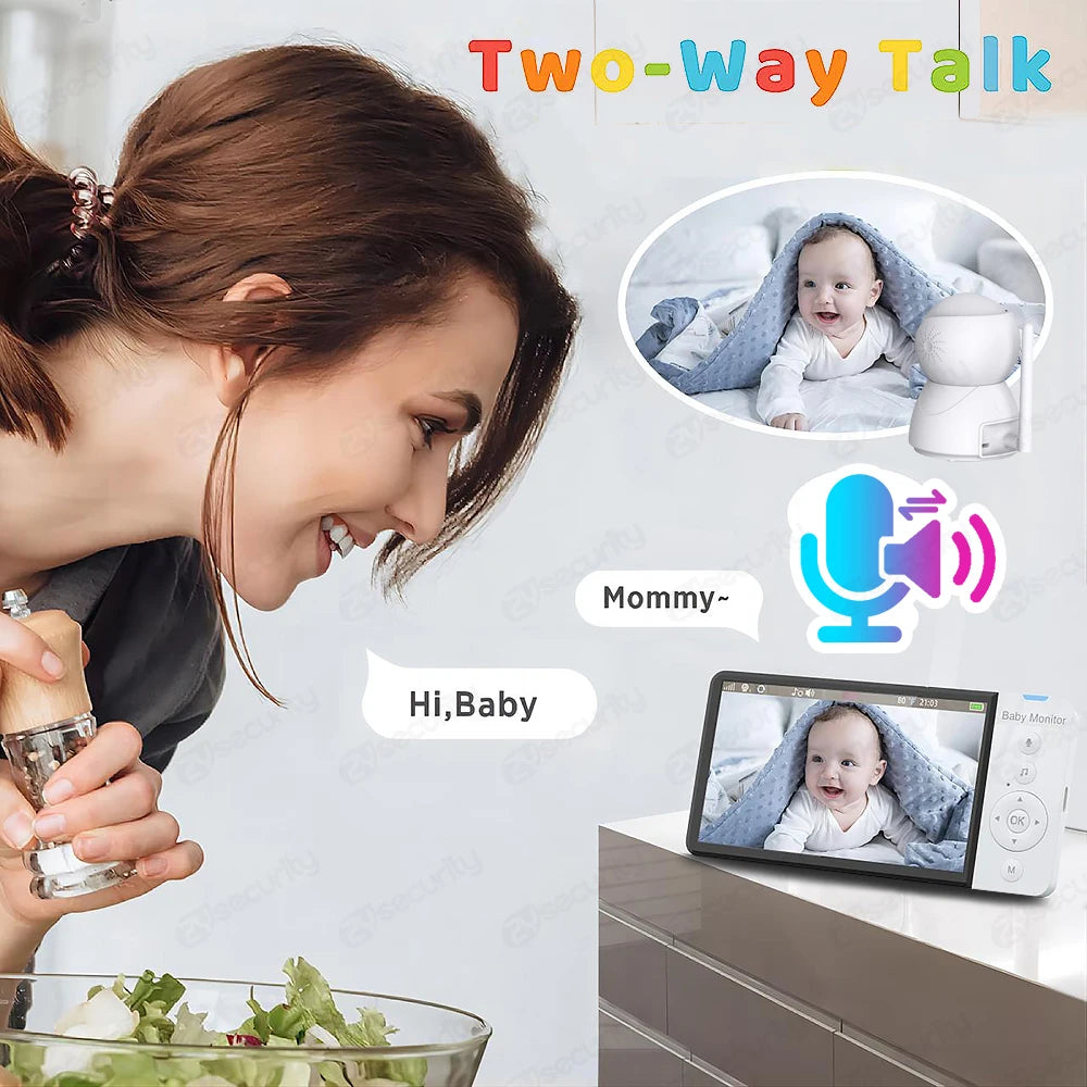 5 Inch Electronic Baby Monitor with Camera and Audio 5000mAh Battery IPS Screen Wireless Video Babyphone with Baby Camera Nanny