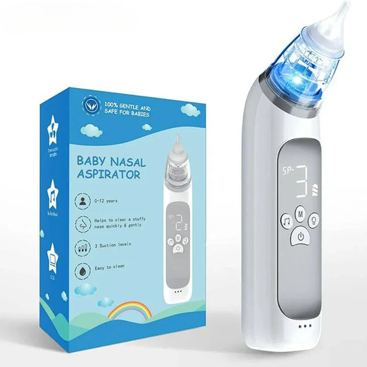 Baby Electric Nasal Aspirator Nose Suction Device with Food Grade Silicone Mouthpiece 3 Suction Modes and Soothing Music